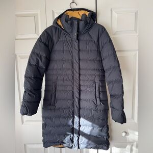 Prana Women's long black puffer coat